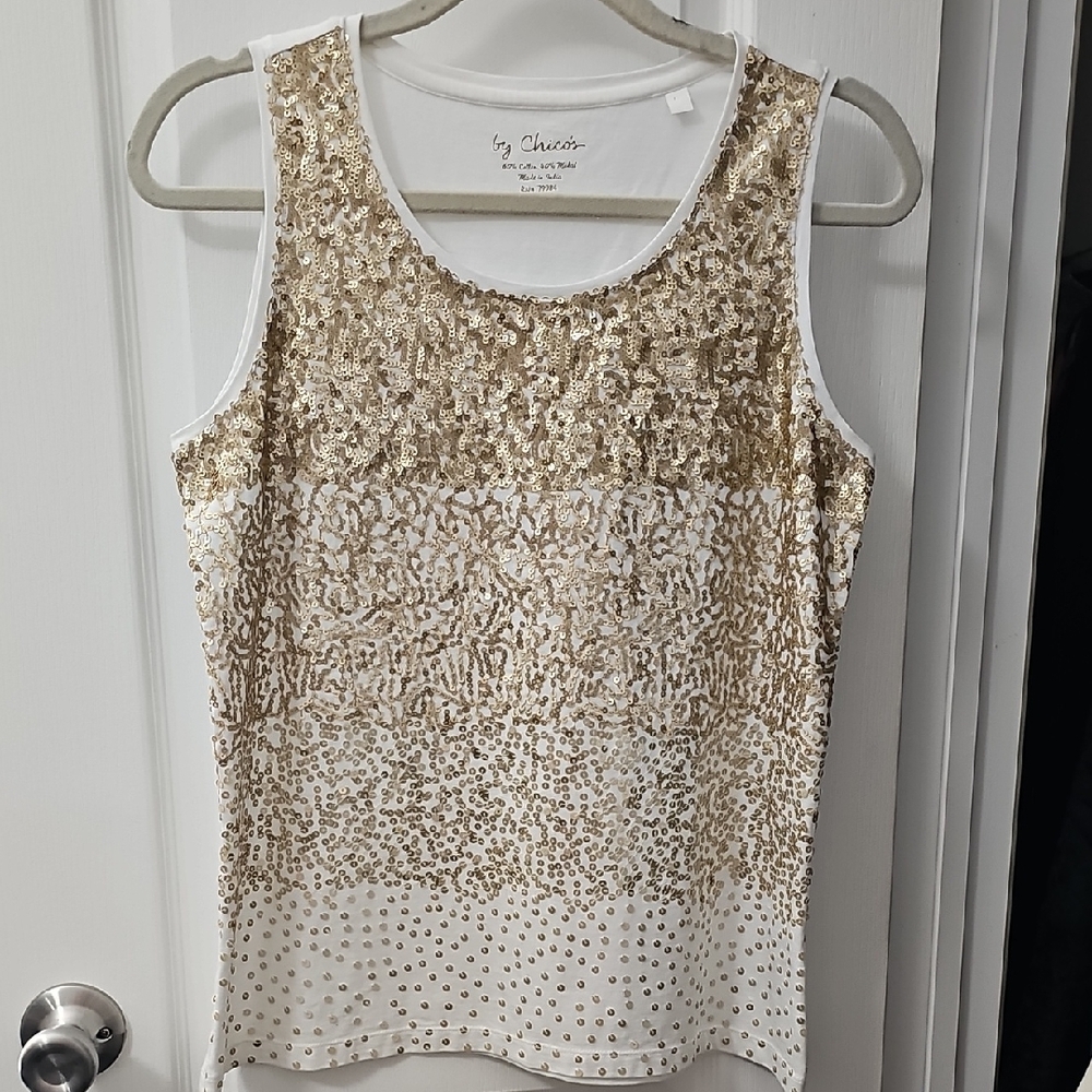 Chico's Elegant Gold and White Tank Top